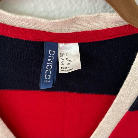 H&M Divided Striped Cardigan Bold U.S.A. OverSized small - Picture 2 of 6